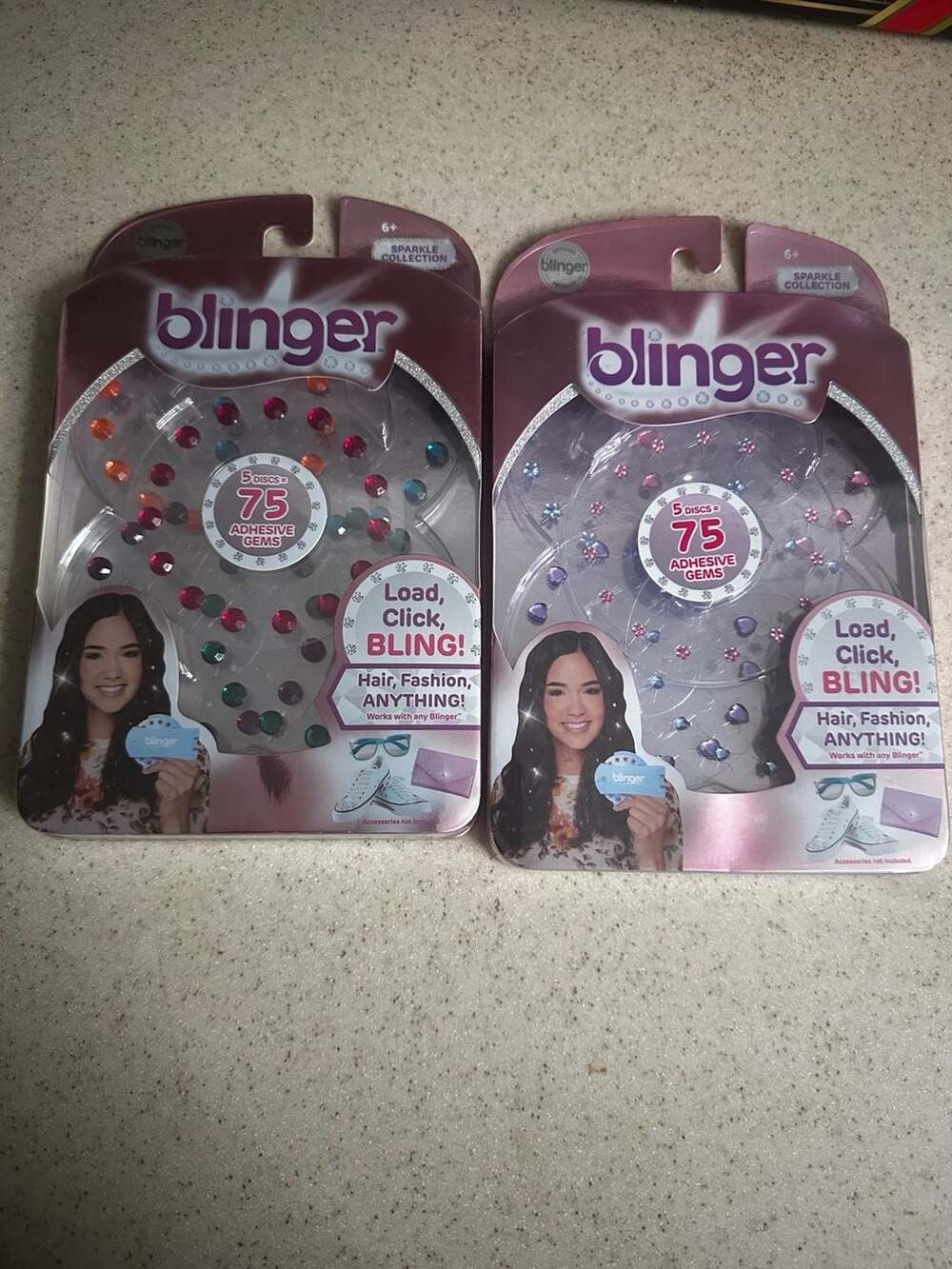Blinger Sparkle Collection Refill Packs - 2 Pack, 150 Total Adhesive Gems (Heart